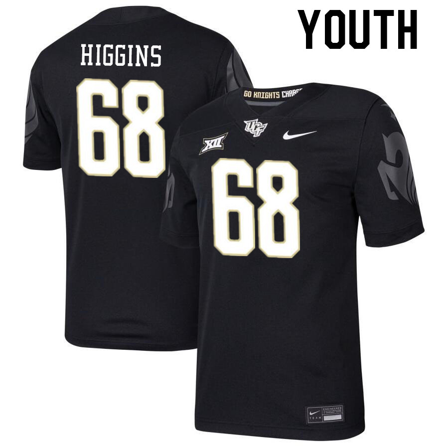 Youth #68 Ethan Higgins UCF Knights Big 12 Conference College Football Jerseys Stitched-Black